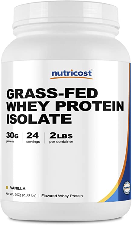 Nutricost Grass-Fed Whey Protein Isolate (Vanilla) 2LBS - Non-GMO, Gluten Free, Natural Flavors