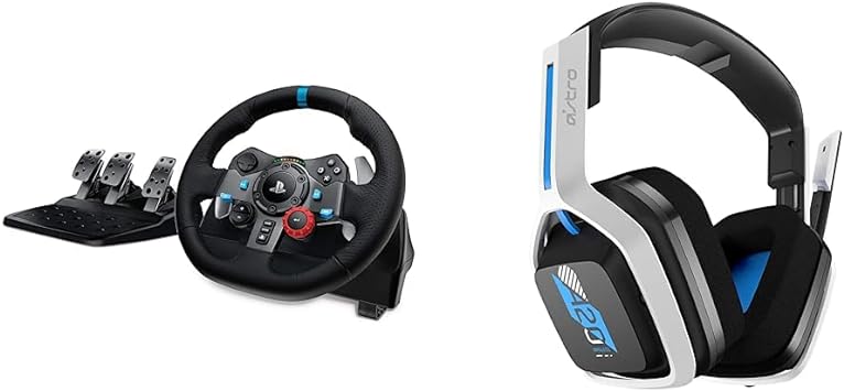 Logitech G29 Driving Force Racing Wheel   Floor Pedals   Astro A20 Gaming Headset Bundle - PS5/PS4/PC