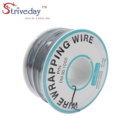 Striveday™ OK Wire Tin Plated Copper 30AWG Wrapping Wire PCB Flying Jumper Wire OK line Cable(250 Meters/ 820ft Black)