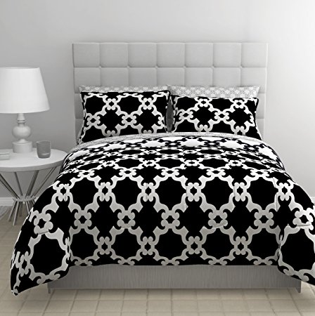 stylehouse Chain Link Reverse Bed-in-a-Bag Comforter Set, Twin, Black/White