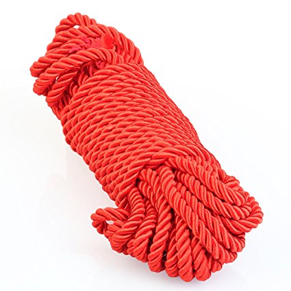 Comfortable All-Purpose Multiple Braid Soft Cotton Rope Japanese 10m 32 Feet Long Emergency Rope Restraint Ropes Durable Strap 7mm Thickness Red