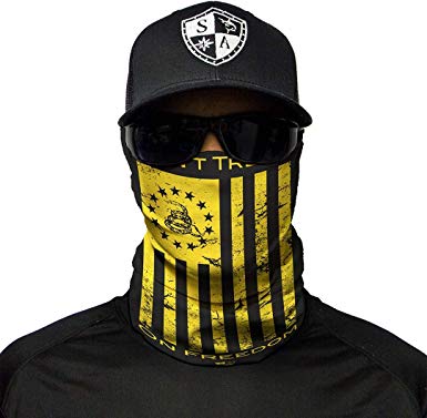 S A - 1 UV Face Shield - Freedom Black & Yellow - Multipurpose Neck Gaiter, Balaclava, Elastic Face Mask for Men and Women