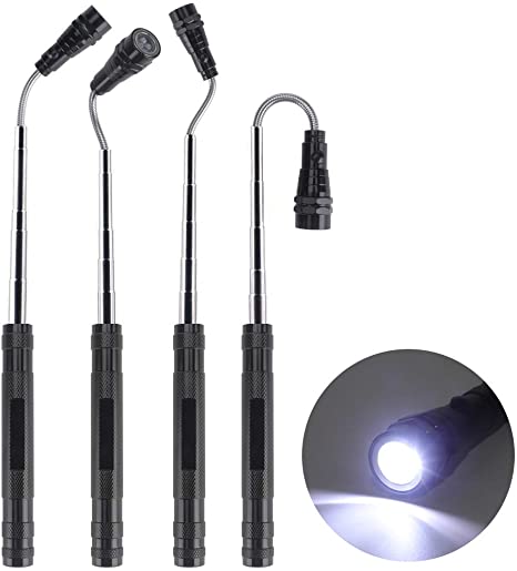 KIMILAR Telescoping Magnetic Pickup Tool, Telescoping Flexible Extensible 3 LED Flashlight, 5 Pound Magnet Telescopic Extending Torch Pick Up Tool (Max Length 22 Inch), 4 x LR44 Batteries Included