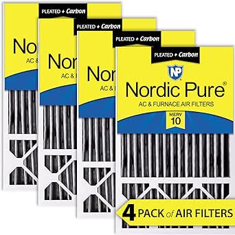 Nordic Pure 16x25x5 (15_3/4 x 24_3/4 x 4_3/8) Honeywell Replacement Air Filters MERV 10 Plus Carbon 4 Pack