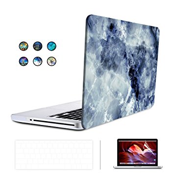 SUNKY MacBook New Pro 13 Case, Soft-Touch Series Plastic Hard Case Cover   Keyboard Skin   HD Screen Protector for Macbook Pro 13-inch 13" 2016 Release Touch Bar (A1706 A1708) - Marble Sea Blue