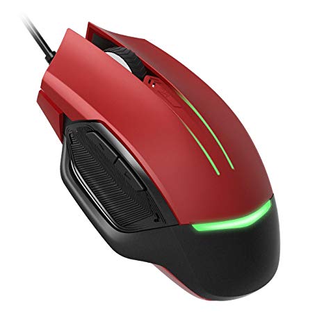 Pictek Gaming Mouse Wired, 3200 DPI, 6 Programmable Buttons (Driver Disk Included), Optical Gamer Gaming Mice with 7 Breathing Lights, Ergonomic Anti-Slip Structure for PC, Computer & Laptop, Red