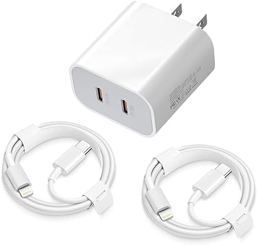 iPhone Fast Charger [MFi Certified] 20W Dual PD 3.0 USB Charging Wall Charger with 2 Pack 6FT Type C to Lightning Cable for Apple iPhone 14/13/12/11/XS/XR/X Pro Mini Max