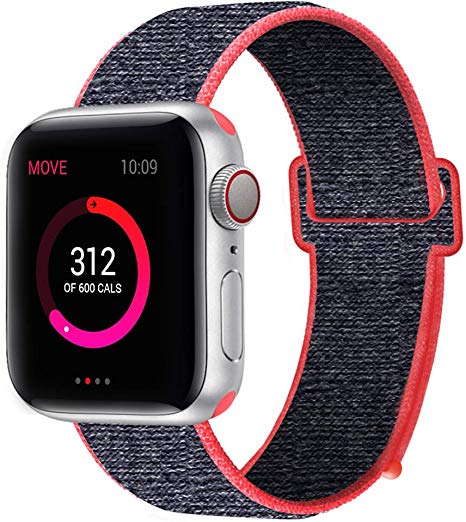 INTENY Sport Band Compatible with Apple Watch 38mm 40mm 42mm 44mm, Soft Lightweight Breathable Nylon Sport Loop, Strap Replacement for iWatch Series 4, Series 3, Series 2, Series 1