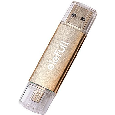 Elefull Mobile Phone 2 In 1 OTG Micro USB Flash Drive 64GB Classic Style For Android Smart-Phone Tablet Computer Player TV DVD Etc (64GB Golden)