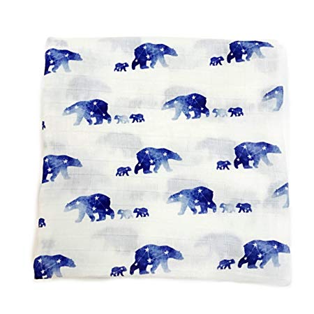 Little Luvies Digitally Printed Luxury Swaddle Blanket (Mamabear) | Bear Baby Swaddle Wrap and Receiving Blanket | Ultra Soft Bamboo Baby Swaddle Blanket | Best Gender Neutral Baby Gift Boy and Girl