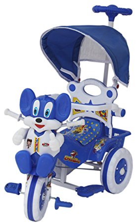 Amardeep and Co Baby Tricycle 86*64*33 cms 1-3 yrs W/Shade and Parental Control (Blue) - Blue1522MC