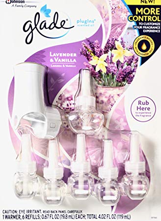 Glade Plug-Ins Warmer and 6 Refills Lavendar and Vanilla