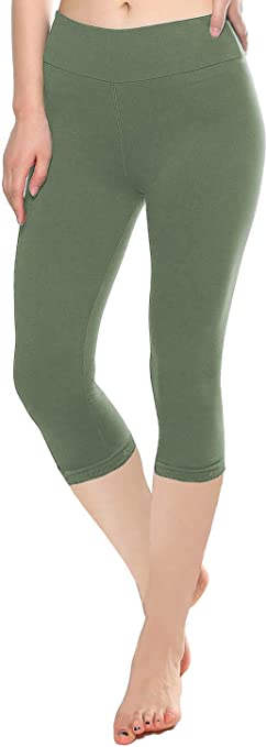 KT Buttery Soft Capri Leggings for Women - High Waisted Capri Pants with Pockets - Reg & Plus Size - 10  Colors