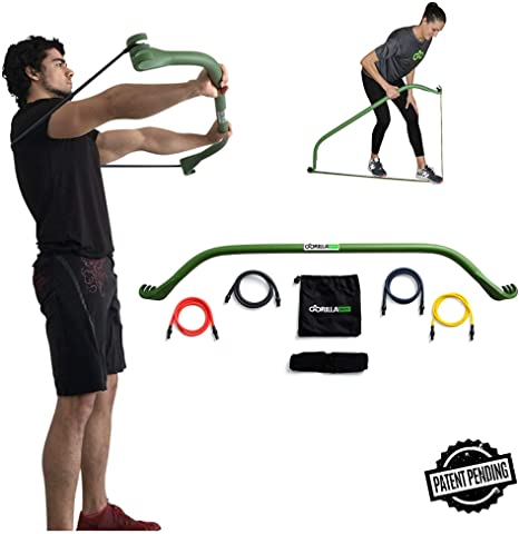 Gorilla Bow Home Gym Resistance Training Kit - Full Body Workouts - Adjustable Bands - Portable Equipment Set - Kickstarter Funded (Green)