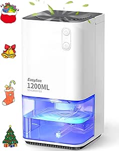 EasyAcc Electric Dehumidifier, 1200 ml, Small Quiet Portable Mini Room Dehumidifier, Automatic Against Moisture Dehumidifier for Office/Bedroom/Bathroom, Coloured Night Light