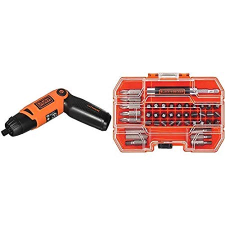 BLACK DECKER Li2000 3.6-Volt 3 Position Rechargeable Screwdriver Orange/Black with BLACK DECKER BDA42SD 42-Piece Standard Screwdriver Bit Set