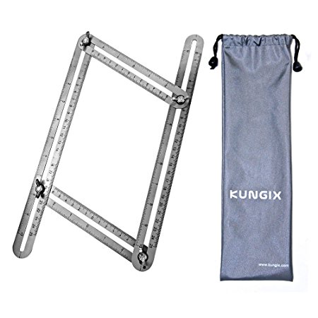 New Version Stainless Steel Angle-izer Template Tool, Kungix Metal Adjustable Four-Sided Multi-Angle Measuring Ruler Angleizer Layout Instrument Mechanism Template tool Construction Rulers