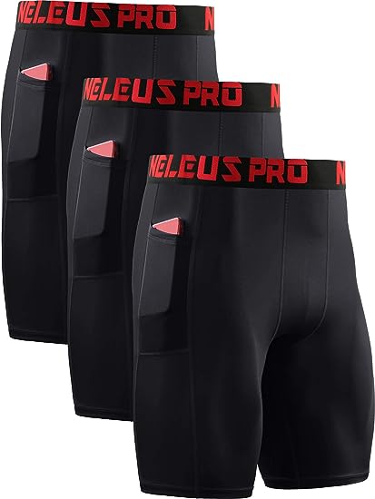 Neleus Men's Compression Shorts Pack of
