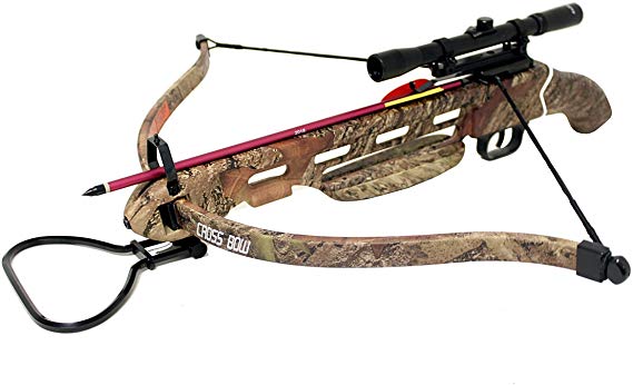 Wizard Archery 150lbs Short Stock Hunting Crossbow with 4x20 Scope   8 x Arrows and Rope Cocking Device