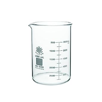 United Scientific BG1000-3000 Borosilicate Glass Low Form Beaker, 3000ml Capacity