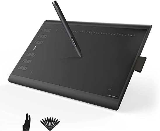 Huion Inspiroy H1060P Graphics Drawing Tablet, Upgrade Version of Huion NEW 1060 PLUS Graphic Tablet with Battery-free Pen, Supports Windows Mac Android, Ideal for Home-Office & E-Learning