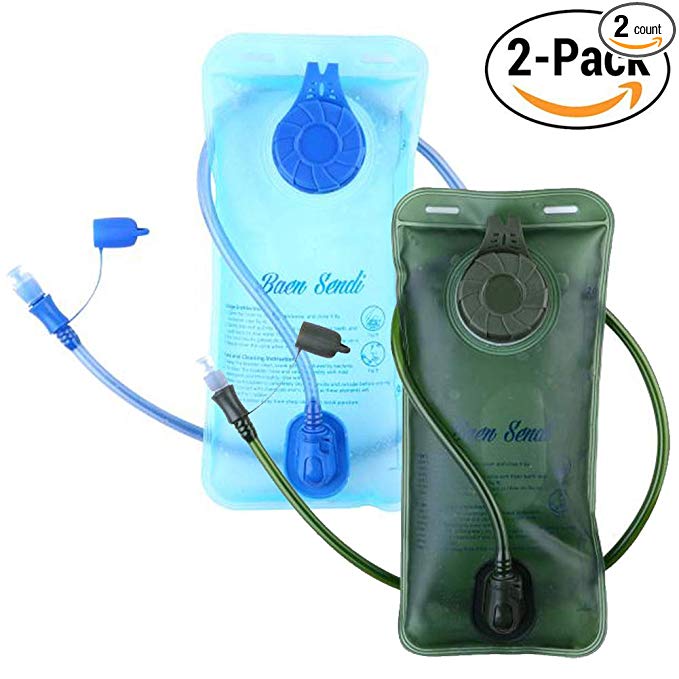 Baen Sendi 2 Pack Hydration Bladder 2 Liter/70 oz - Pack of 2(1 Piece Blue 1 Piece ArmyGreen) - BPA Free Hydration Pack Replacement