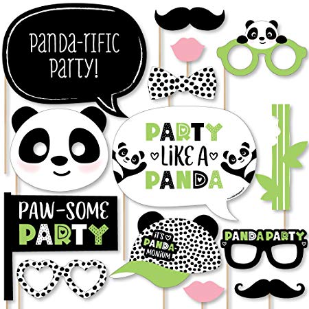 Big Dot of Happiness Party Like a Panda Bear - Baby Shower or Birthday Party Photo Booth Props Kit - 20 Count