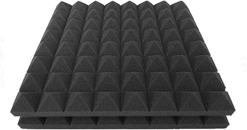 Teraves Acoustic Foam Panels-12 Pack Acoustic Panels Pyramid Soundproofing Studio Foam Sound Proofing Padding for Wall 2" X 12" X 12" Charcoal