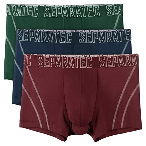 Separatec Men's 3 Pack Soft Bamboo Rayon Separate Pouches Trunks