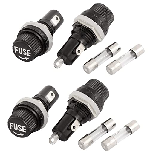 uxcell a15071500ux0372 Screw Cap Panel Mounted Fuse Holder Socket w Fuses 5x20mm 4pcs (Pack of 4)