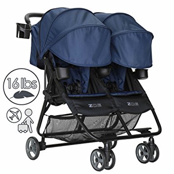 ZOE XL2 DELUXE Double Xtra Lightweight Twin Travel & Everyday Umbrella Stroller System (London Navy)