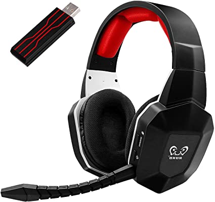 HUHD 2.4GHz Wireless Gaming Headset Compatible with PS5, PS4, PC, Nintendo Switch, Over Ear Gaming Headphones with Removable Mic, Ultra-Low Latency, Virtual 7.1 Surround Sound, Soft Earmuffs