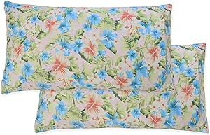 Elegant Comfort Ultra Soft Set of 2 Floral Print Pillowcases - 1500 Premium Hotel Quality Microfiber, Soft and Smooth Envelope Closure 2-Piece Pillow Covers - King, Magnolia