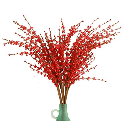 Misswarm 10 Pieces 29.5” Long of Jasmine Artificial flower Artificial flowers Fake Flower for Wedding Home Office Party Hotel Restaurant patio or Yard Decoration(Red)