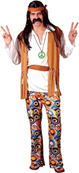 Wicked Costumes Adult Mens Woodstock Hippie Fancy Dress (Men: Medium)