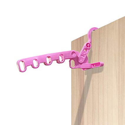 ezcoco Plastic Multi-Function Hangers,Drying Rack,Suit Hangers,Travel Hangers（Pink&Blue&Green）- Pink