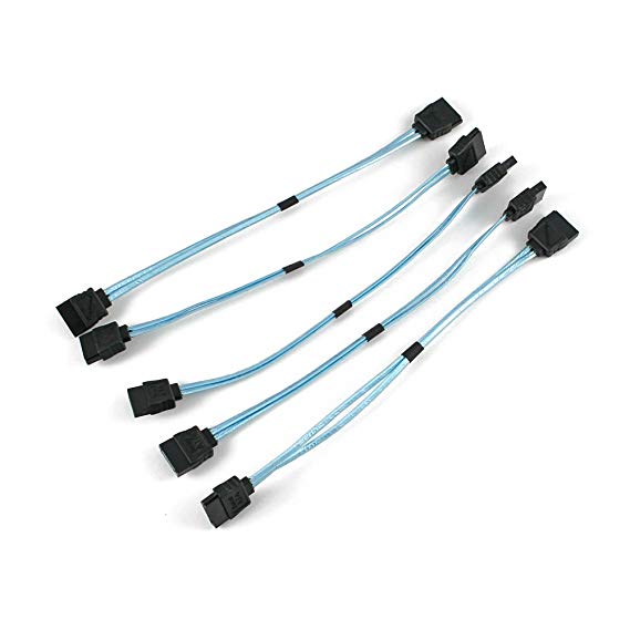 5 Pieces of 5" inches (13cm) Ultra Thin Straight to Straight SATA Cable