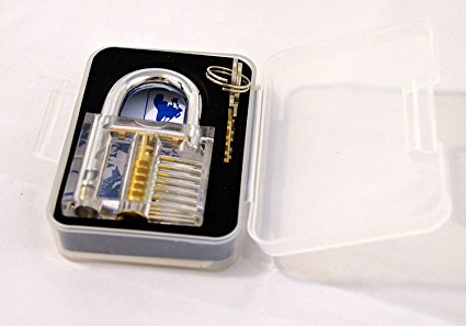 Practice Lock Set, Transparent Cutaway Crystal Pin Tumbler Keyed Padlock, Lock Practice Tools for Locksmith, Pick Set