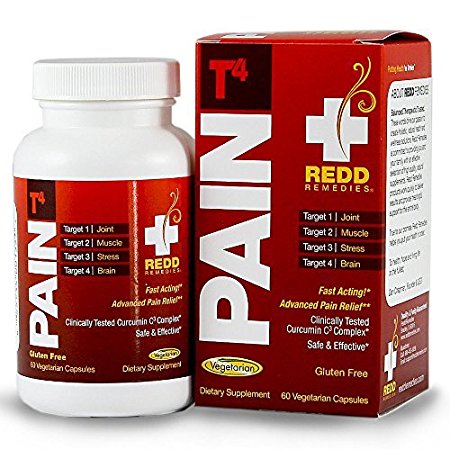 Redd Remedies Pain T4 - Advanced Pain Relief - Targets Pain In The Muscles And Joints - Fast Acting - Modulates Stress Response - 60 Vegetarian Capsules
