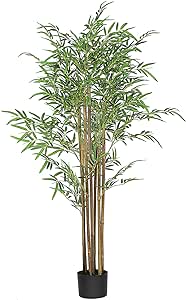 YOLEO Artificial Bamboo Tree 5FT Tall Faux Silk Plant for Home Office Indoor Outdoor Decor Fake Bamboo Tree with Lifelike Leaves