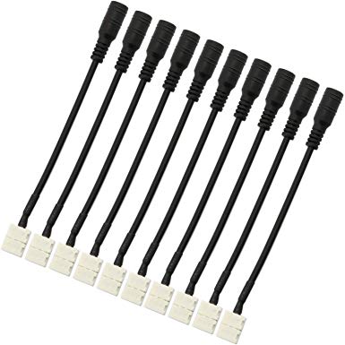 E-outstanding 10PCS LED Strip DC Female Connector 2Pin 8mm Connector Cable DC Female Plug for 3528 Single LED Strip