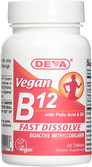 Deva Nutrition Vegan Vitamins Sublingual B-12 Tablets, 2 Count