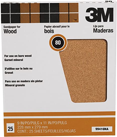 3M Pro-Pak Garnet Sanding Sheets, 80-Grit, 9-Inch by 11-Inch