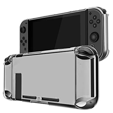 TNP Nintendo Switch Case Cover for Console & Joy-Con Controller - Travel Friendly Crystal Clear Plastic Hard Shell Protector, Anti-Scratch Shockproof Protective Nintendo Switch Accessories (Clear)