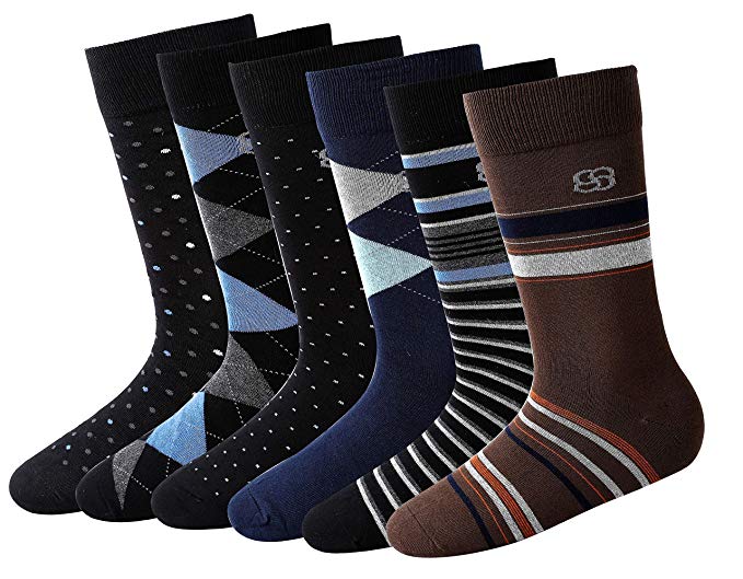 Men's Dress Socks Modal Cotton Business Socks Casual Crew Socks 6 Pack