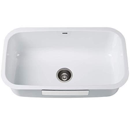 Kraus KEU-14WHITE Pintura 16 Gauge Undermount Single Bowl Enameled Stainless Steel Kitchen Sink 31 1/2-inch White