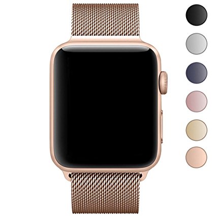 OROBAY For Apple Watch Band 42mm, Stainless Steel Mesh Loop with Adjustable Magnetic Closure Replacement iWatch Band for Apple Watch Series 3, Champagne Gold( Series 3)