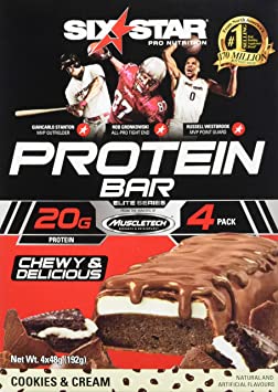 Six Star Protein Bars, Cookies And Cream, 4 Count