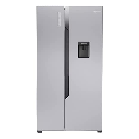 AmazonBasics 564 L Inverter Frost-Free Side-by-Side Refrigerator with Water Dispenser (2022, Auto Defrost, Multi Airflow, Silver Steel)