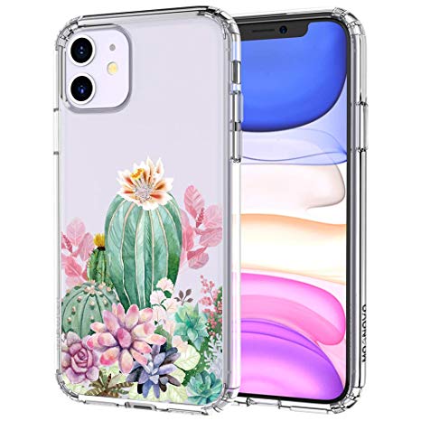 MOSNOVO iPhone 11 Case, Tropical Cactus Cacti Succulents Pattern Clear Design Transparent Plastic Hard Back Case with TPU Bumper Protective Case Cover for Apple iPhone 11 (2019)